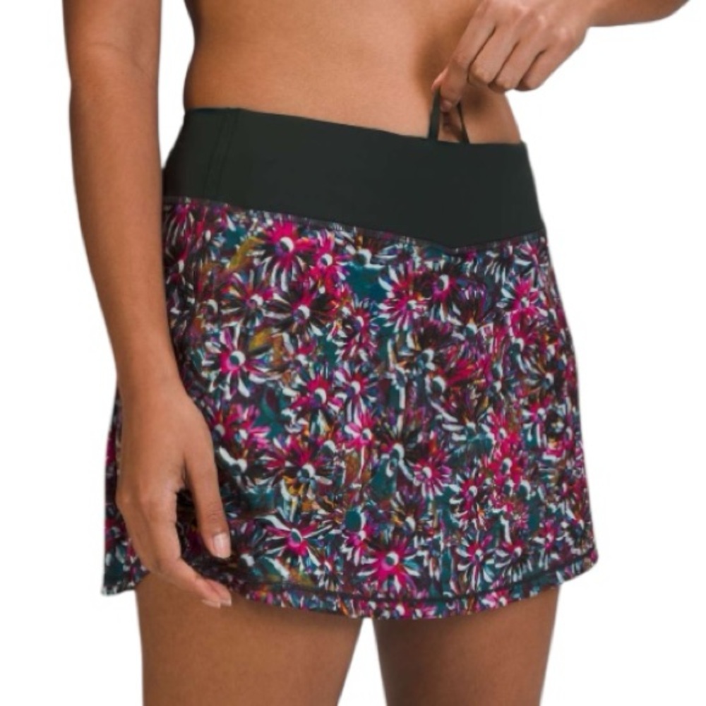 Lululemon Pace Rival Skirt with Pink and Blue Floral Design